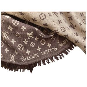 Oversize Louis Vuitton LV Monogram woven logo wrap/scarf/stole